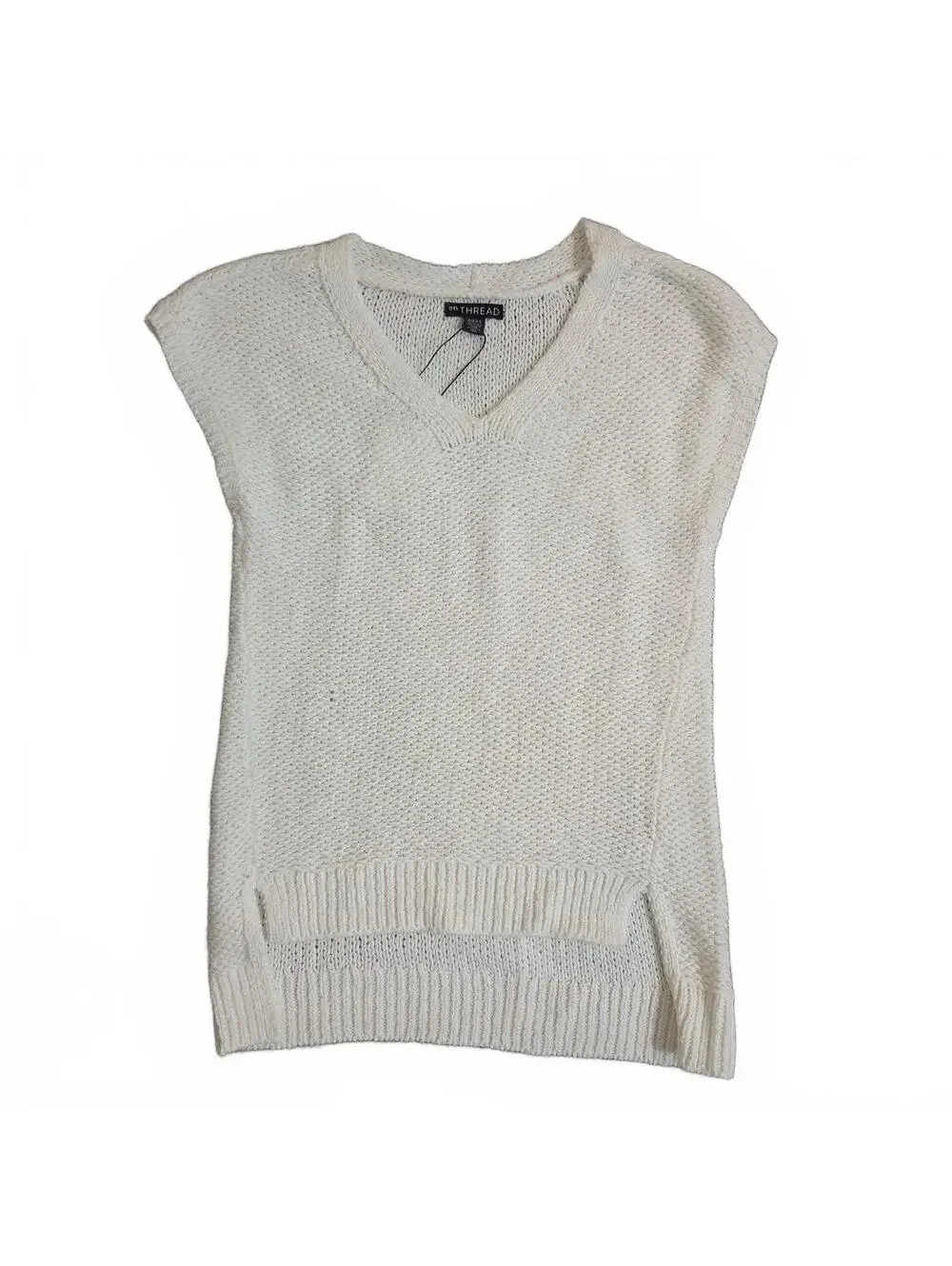 enTHREAD Women's White V-Neck Knit Sweater Tank XS